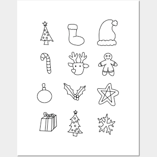 Christmas Stickers Lines Posters and Art